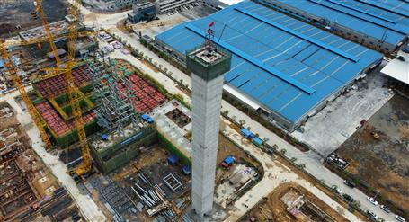 80米高煙囪、提前14天封頂！